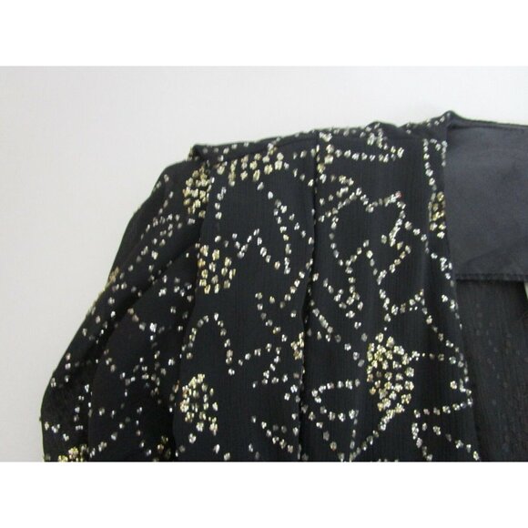 Women’s Open Black Metallic Rhinestones Cardigan Size Small Cocktail Wedding VTG - Picture 7 of 7